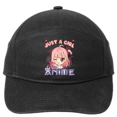 Anime Merch Just A Girl Who Loves Anime Anime Girl Manga 7-Panel Snapback Hat