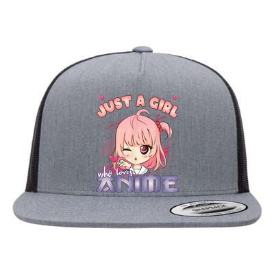 Anime Merch Just A Girl Who Loves Anime Anime Girl Manga Flat Bill Trucker Hat