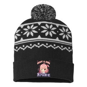 Anime Merch Just A Girl Who Loves Anime Anime Girl Manga USA-Made Snowflake Beanie