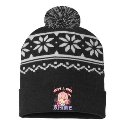 Anime Merch Just A Girl Who Loves Anime Anime Girl Manga USA-Made Snowflake Beanie