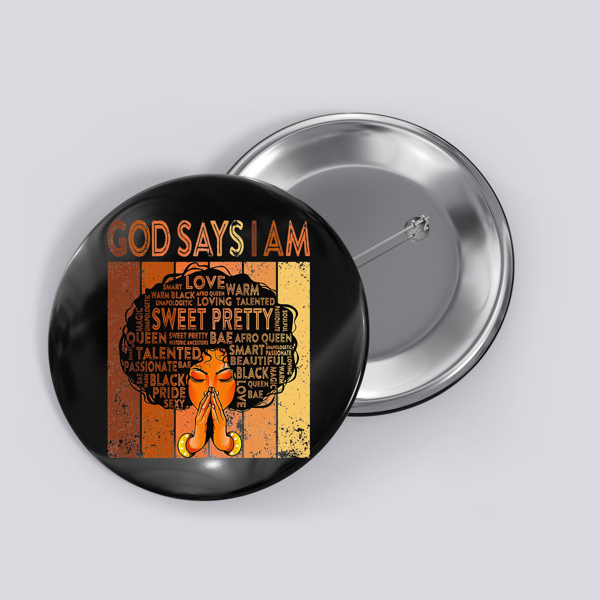 Afro Melanin Juneteenth Black History God Says I Am Button