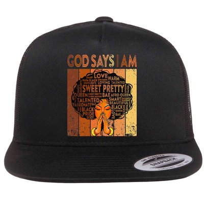 Afro Melanin Juneteenth Black History God Says I Am Flatbill Hat