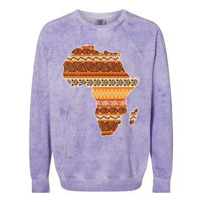 Africa Map Kente Cloth Black History Month Afro Africa Pride Gift Colorblast Crewneck Sweatshirt