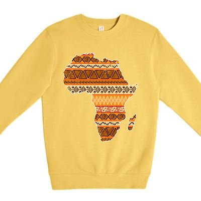 Africa Map Kente Cloth Black History Month Afro Africa Pride Gift Premium Crewneck Sweatshirt