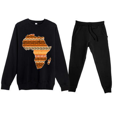 Africa Map Kente Cloth Black History Month Afro Africa Pride Gift Premium Crewneck Sweatsuit Set