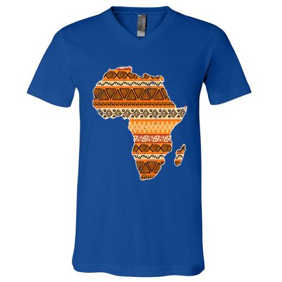 Africa Map Kente Cloth Black History Month Afro Africa Pride Gift V-Neck T-Shirt