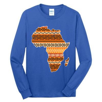 Africa Map Kente Cloth Black History Month Afro Africa Pride Gift Tall Long Sleeve T-Shirt