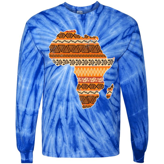 Africa Map Kente Cloth Black History Month Afro Africa Pride Gift Tie-Dye Long Sleeve Shirt