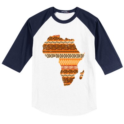 Africa Map Kente Cloth Black History Month Afro Africa Pride Gift Baseball Sleeve Shirt