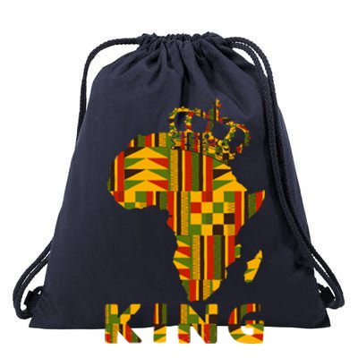 Africa Map Kente Cloth For King African Lover Funny Gift Drawstring Bag