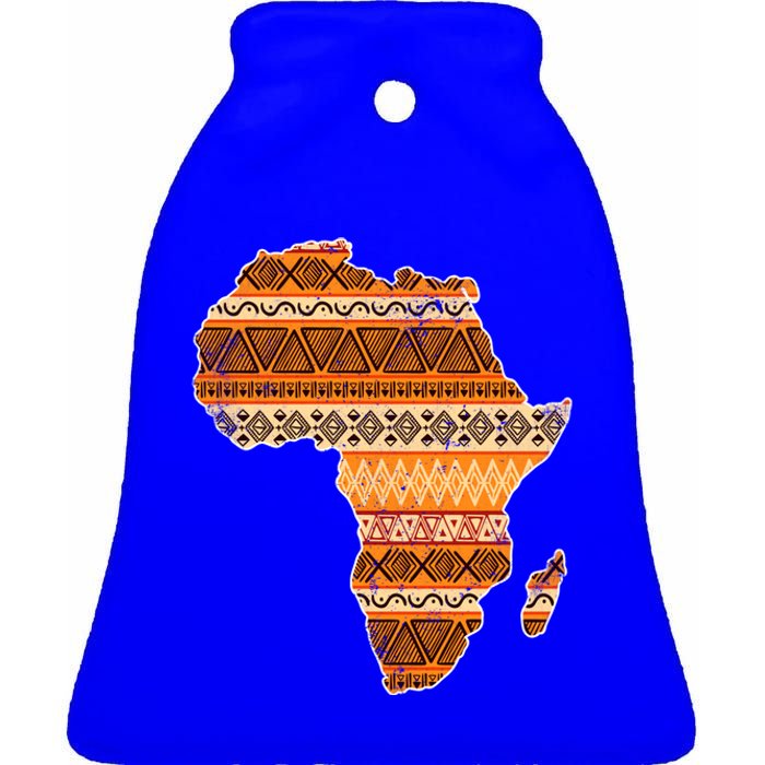 Africa Map Kente Cloth Black History Month Afro Africa Pride Gift Ceramic Bell Ornament