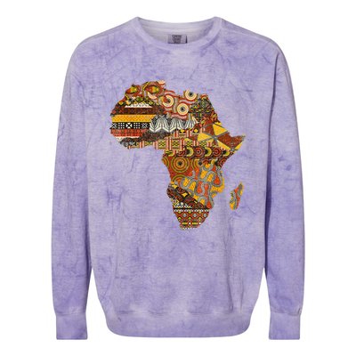 Africa Map Kente Cloth Black History Month Afro Africa Pride Colorblast Crewneck Sweatshirt