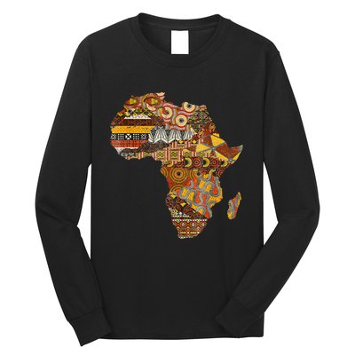 Africa Map Kente Cloth Black History Month Afro Africa Pride Long Sleeve Shirt