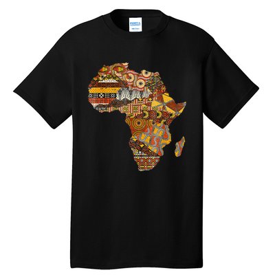 Africa Map Kente Cloth Black History Month Afro Africa Pride Tall T-Shirt