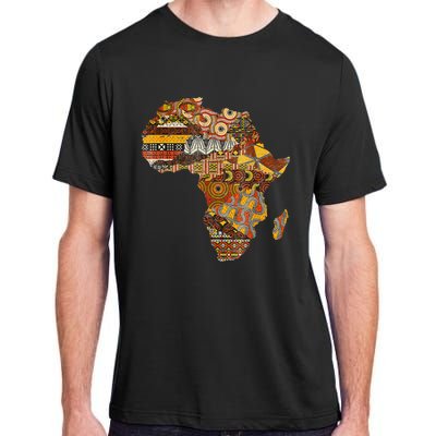 Africa Map Kente Cloth Black History Month Afro Africa Pride Adult ChromaSoft Performance T-Shirt