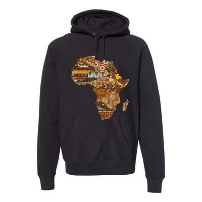 Africa Map Kente Cloth Black History Month Afro Africa Pride Premium Hoodie