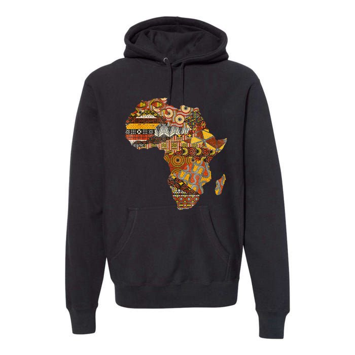 Africa Map Kente Cloth Black History Month Afro Africa Pride Premium Hoodie