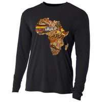 Africa Map Kente Cloth Black History Month Afro Africa Pride Cooling Performance Long Sleeve Crew