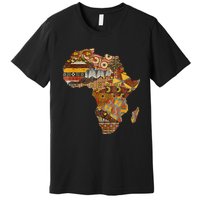 Africa Map Kente Cloth Black History Month Afro Africa Pride Premium T-Shirt