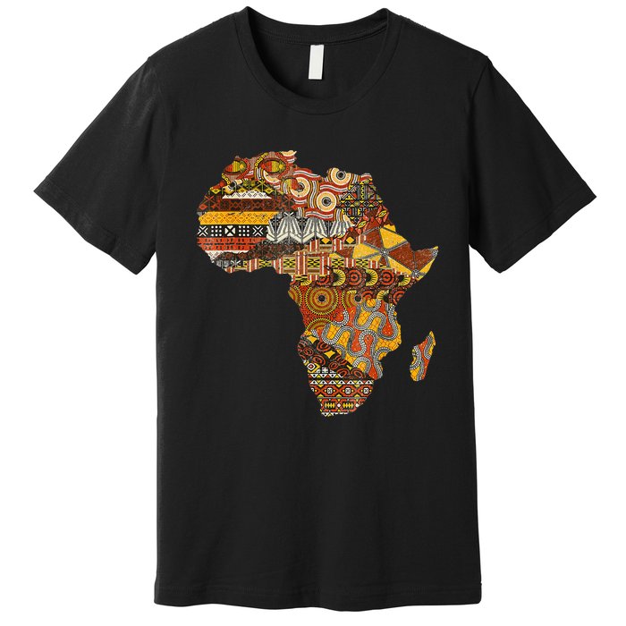 Africa Map Kente Cloth Black History Month Afro Africa Pride Premium T-Shirt