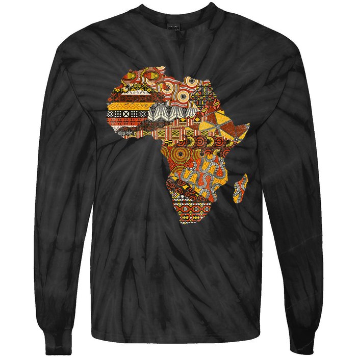 Africa Map Kente Cloth Black History Month Afro Africa Pride Tie-Dye Long Sleeve Shirt