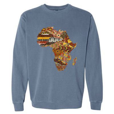 Africa Map Kente Cloth Black History Month Afro Africa Pride Garment-Dyed Sweatshirt