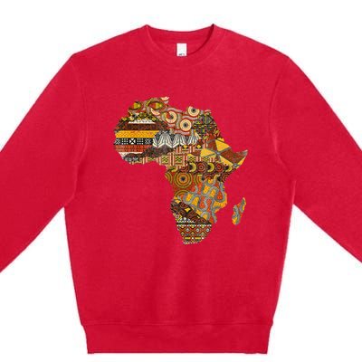 Africa Map Kente Cloth Black History Month Afro Africa Pride Premium Crewneck Sweatshirt