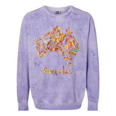 Australia Map Koalas Kangaroos Boomerangs Sydney Opera Colorblast Crewneck Sweatshirt