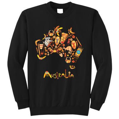 Australia Map Koalas Kangaroos Boomerangs Sydney Opera Sweatshirt