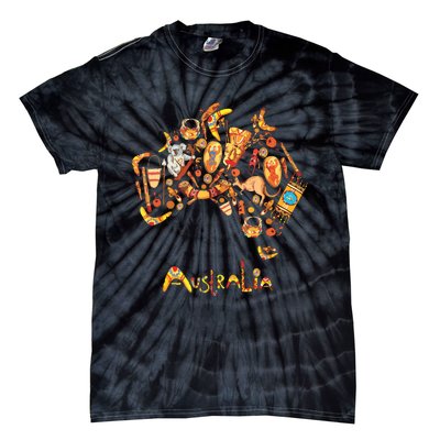 Australia Map Koalas Kangaroos Boomerangs Sydney Opera Tie-Dye T-Shirt