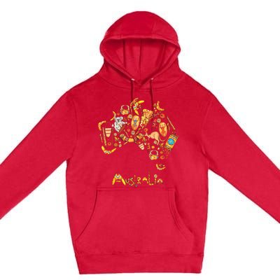 Australia Map Koalas Kangaroos Boomerangs Sydney Opera Premium Pullover Hoodie