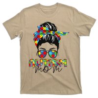 Autism Mom Life Messy Bun Sunglasses Bandana Mother’s Day T-Shirt