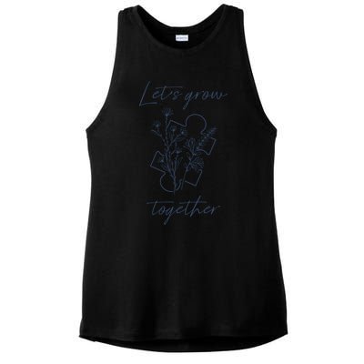 Autism Mom Let's Grow Together Autism Awareness Meaningful Gift Ladies PosiCharge Tri-Blend Wicking Tank