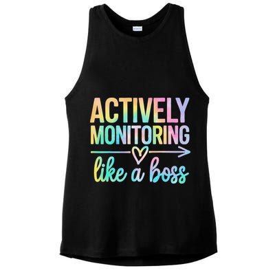 Actively Monitoring Like A Boss State Testing Day Teacher Ladies PosiCharge Tri-Blend Wicking Tank