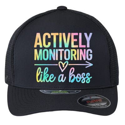 Actively Monitoring Like A Boss State Testing Day Teacher Flexfit Unipanel Trucker Cap