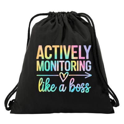 Actively Monitoring Like A Boss State Testing Day Teacher Drawstring Bag