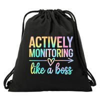 Actively Monitoring Like A Boss State Testing Day Teacher Drawstring Bag