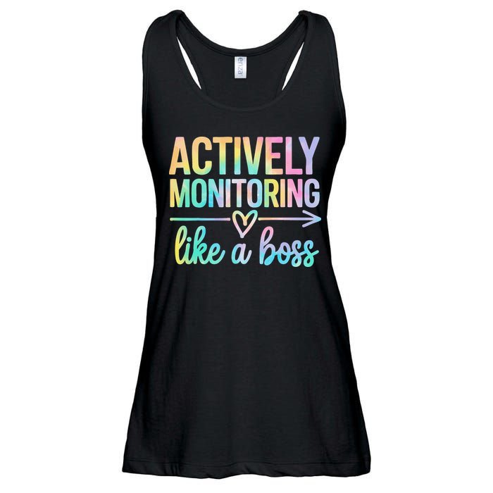 Actively Monitoring Like A Boss State Testing Day Teacher Ladies Essential Flowy Tank