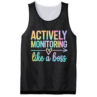 Actively Monitoring Like A Boss State Testing Day Teacher Mesh Reversible Basketball Jersey Tank