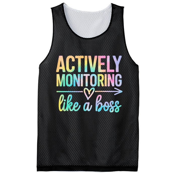 Actively Monitoring Like A Boss State Testing Day Teacher Mesh Reversible Basketball Jersey Tank