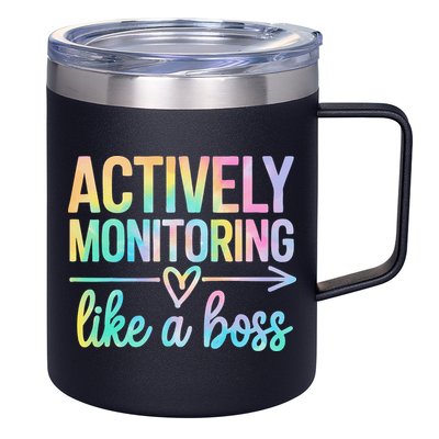 Actively Monitoring Like A Boss State Testing Day Teacher 12oz Stainless Steel Coffee Mug