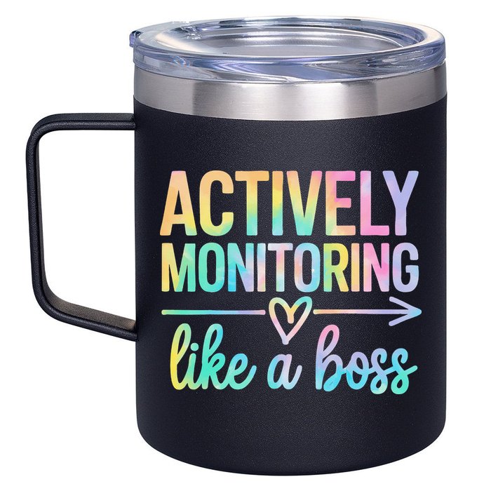 Actively Monitoring Like A Boss State Testing Day Teacher 12oz Stainless Steel Coffee Mug