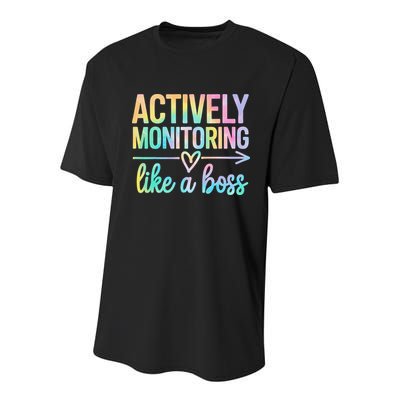 Actively Monitoring Like A Boss State Testing Day Teacher Youth Performance Sprint T-Shirt