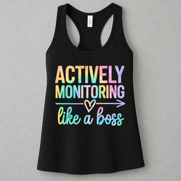 Actively Monitoring Like A Boss State Testing Day Teacher Womens Tank Top