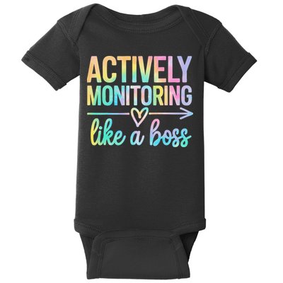 Actively Monitoring Like A Boss State Testing Day Teacher Baby Bodysuit