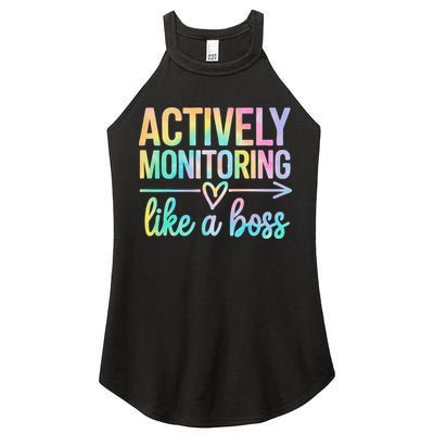 Actively Monitoring Like A Boss State Testing Day Teacher Women's Perfect Tri Rocker Tank