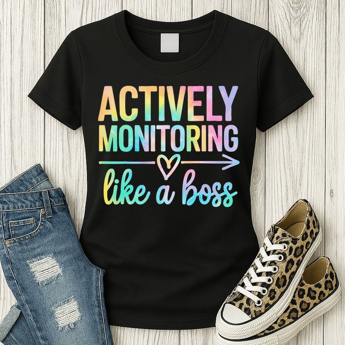 Actively Monitoring Like A Boss State Testing Day Teacher Womens T-Shirt