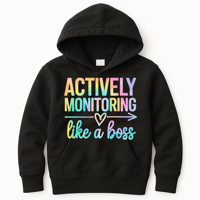 Actively Monitoring Like A Boss State Testing Day Teacher Kids Hoodie