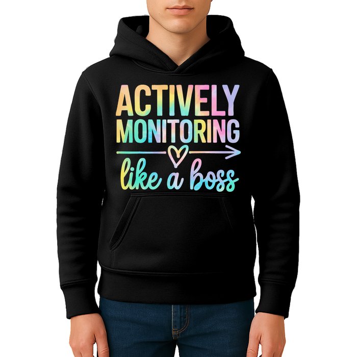 Actively Monitoring Like A Boss State Testing Day Teacher Kids Hoodie