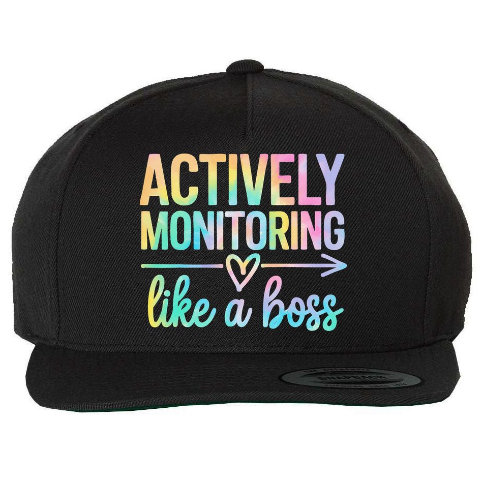 Actively Monitoring Like A Boss State Testing Day Teacher Wool Snapback Cap